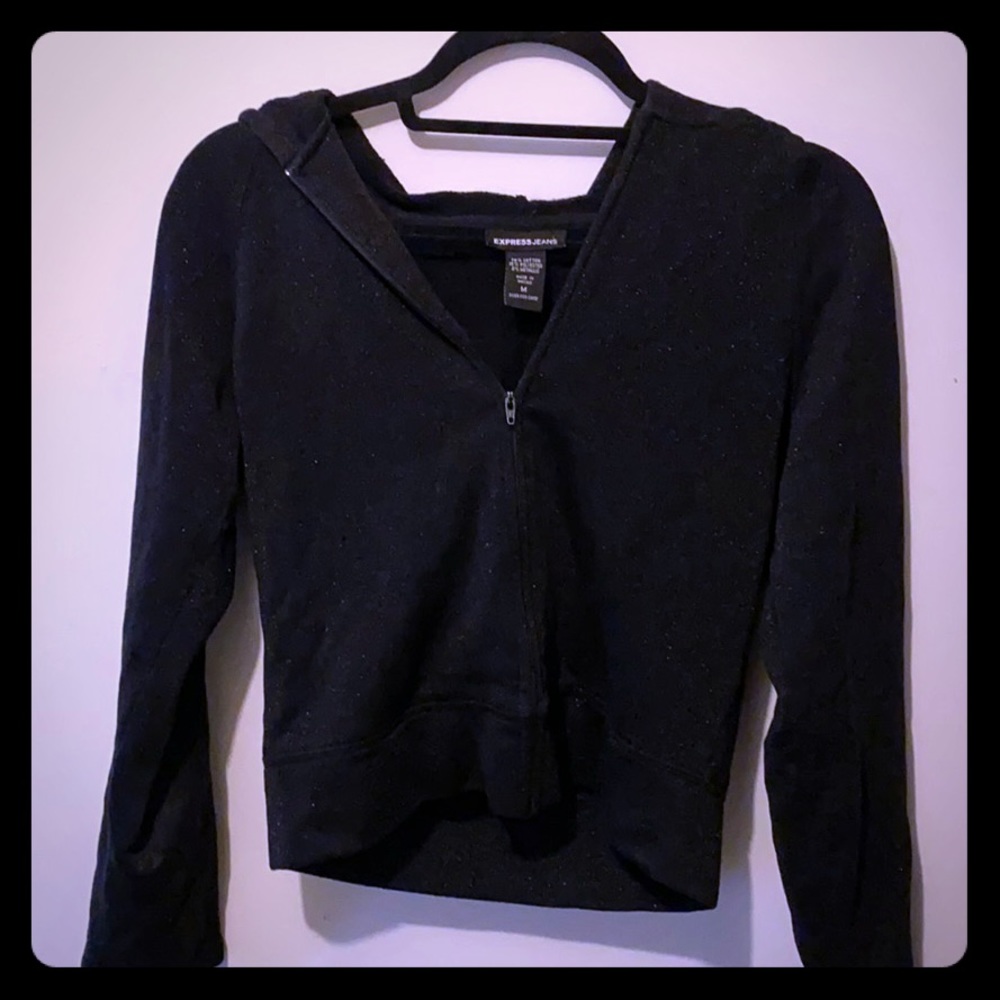 Express jeans black glitter zip up